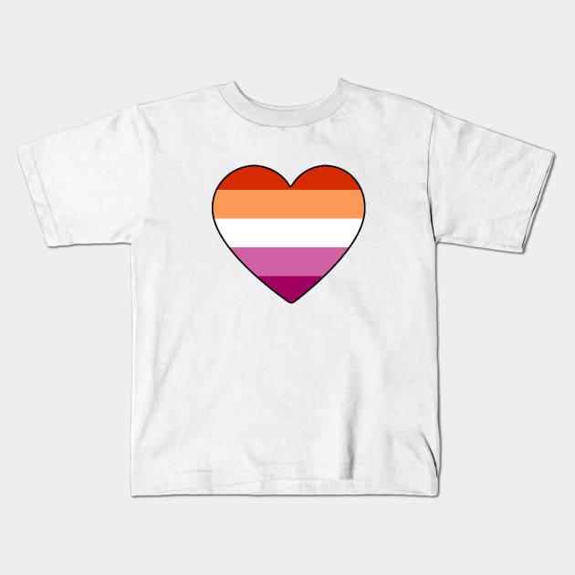 Lesbian Pride Heart Kids T-Shirt by LittleGreenHat